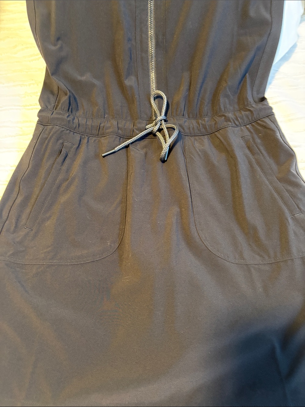 Athleta Expedition Black Sleeveless Zip-Front Drawstring Dress - Picture 6 of 12